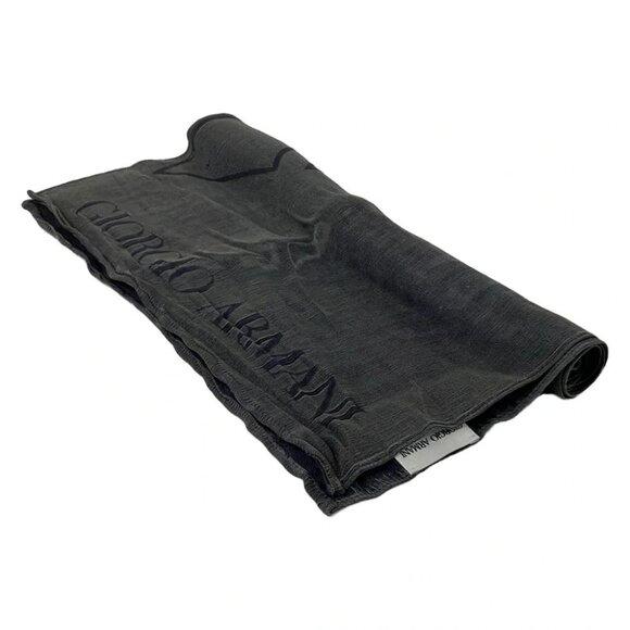 Auth GIORGIOARMANI - Gray Dark Gray Silk Scarf - Picture 1 of 6